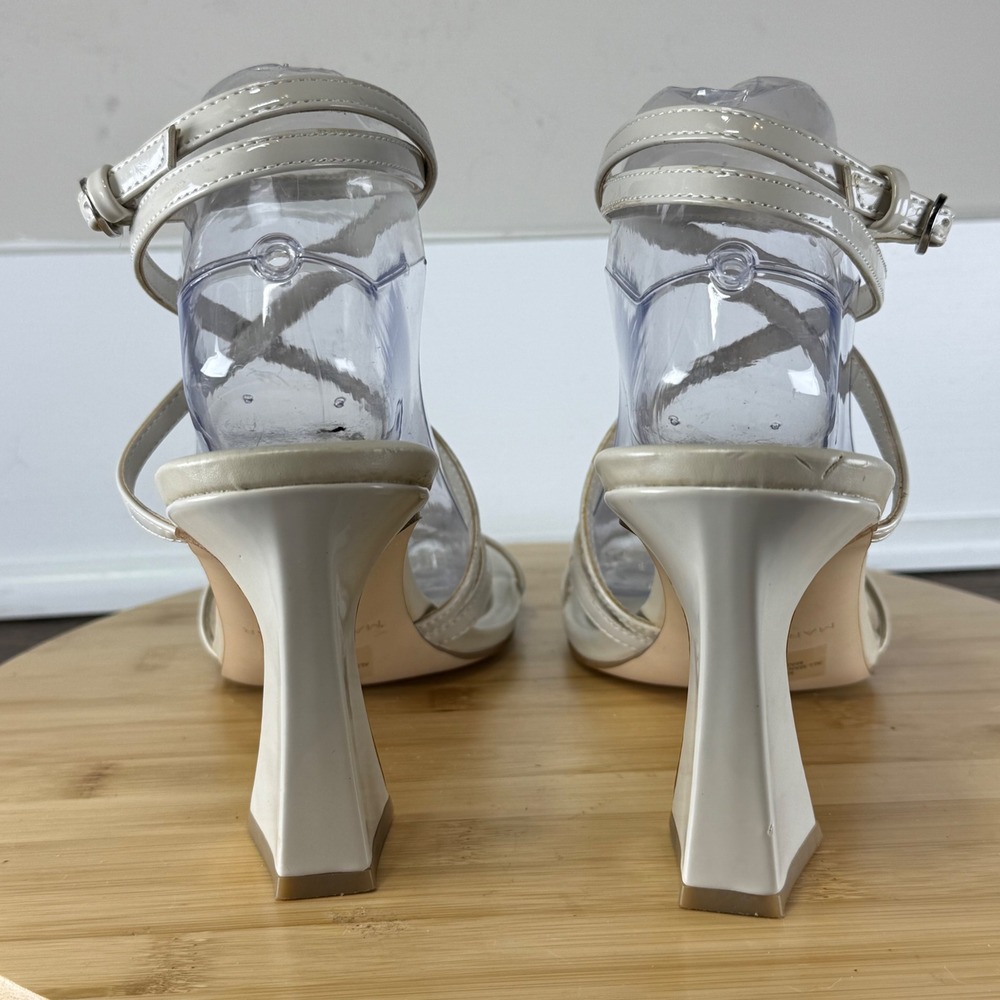 Marc Fisher Mahima Sandals Women's 10 Cream Strappy Square Toe Tapered Heel Chic - Picture 4 of 8